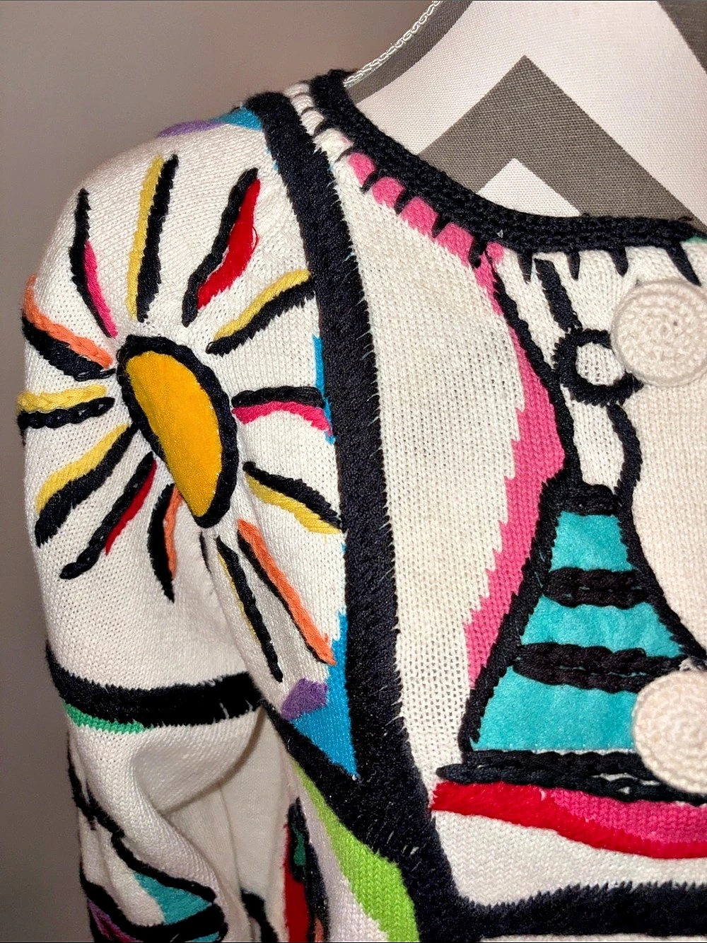 Michael Simon Multicolor Art Knit Cardigan Size Large - Picture 4 of 10